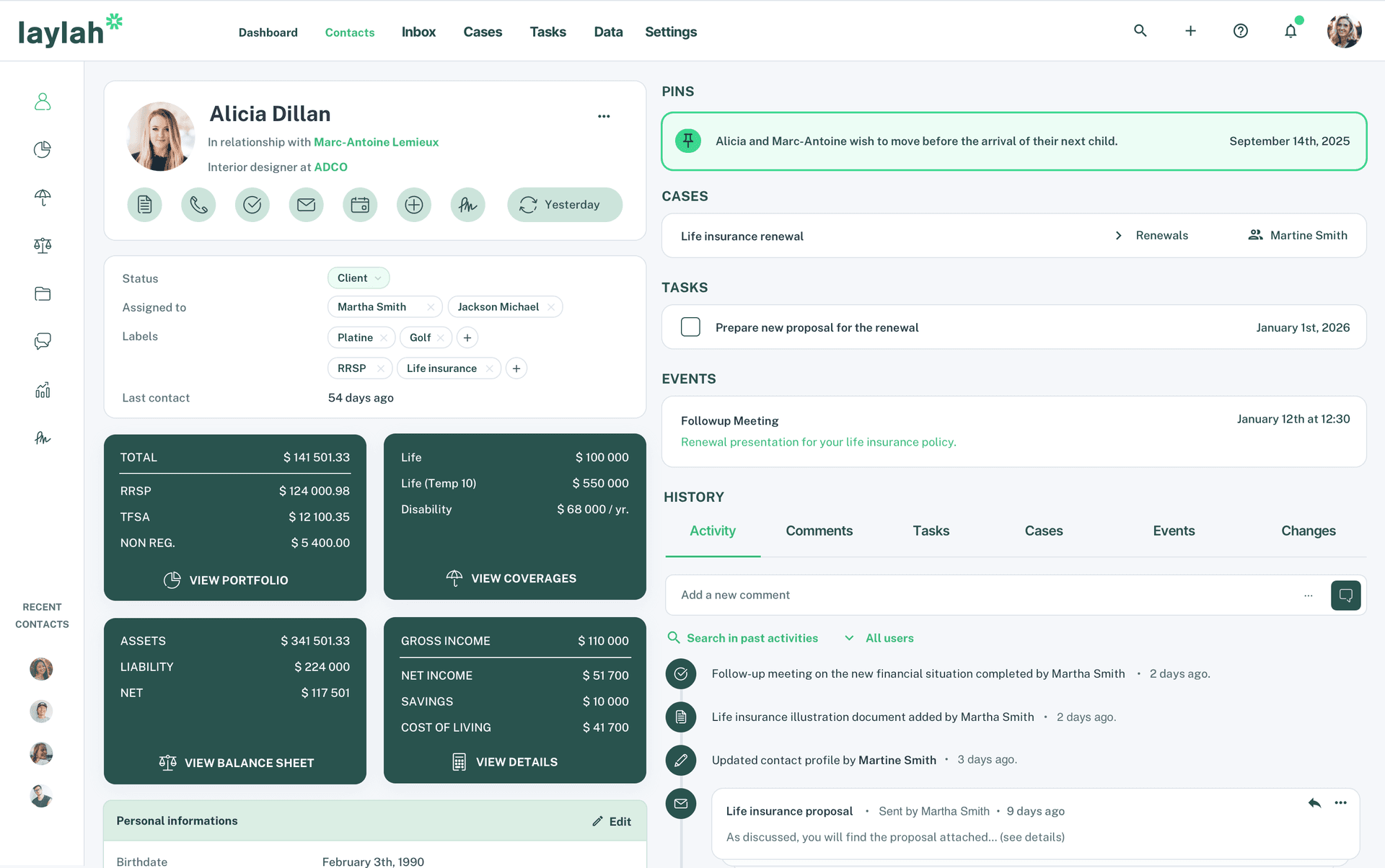 Laylah application interface